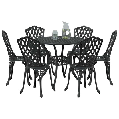 Garden Dining Set 7 pcs Black Aluminium