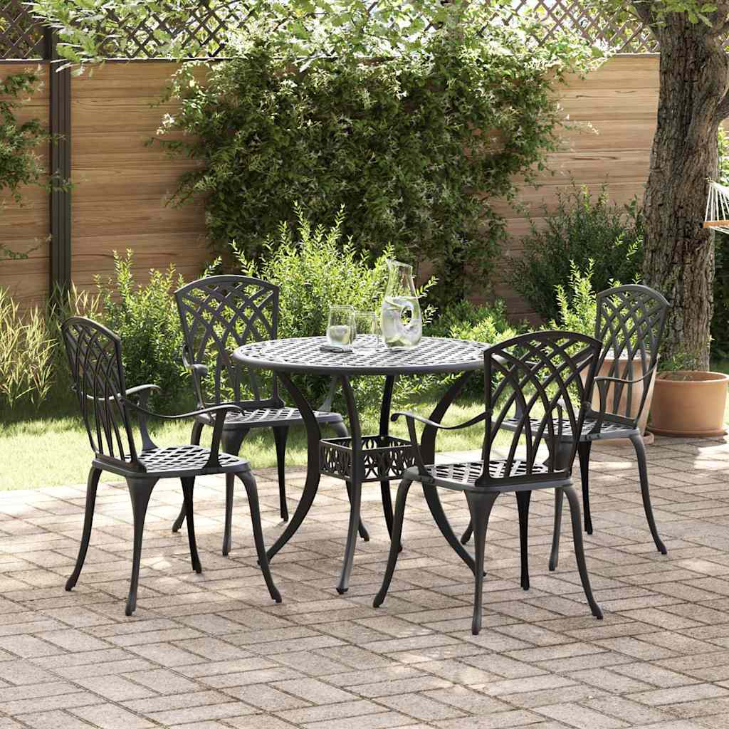 Garden Dining Set 5 pcs Black Aluminium
