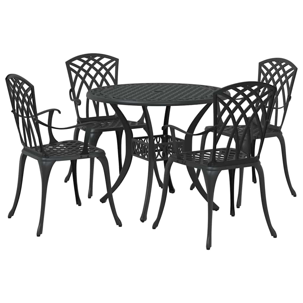 Garden Dining Set 5 pcs Black Aluminium