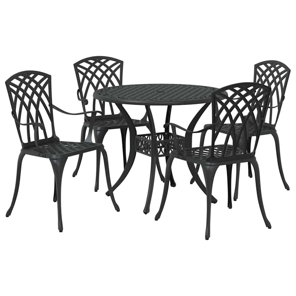 Garden Dining Set 5 pcs Black Aluminium