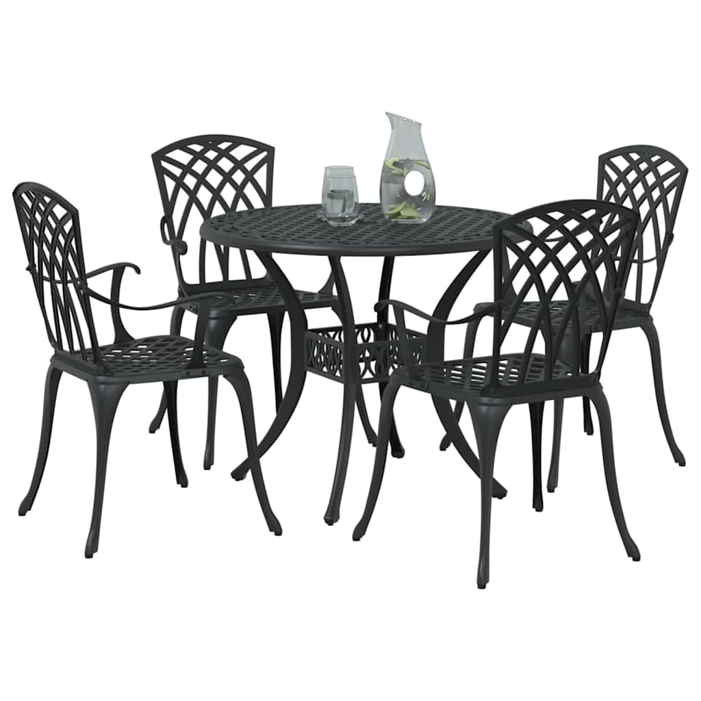 Garden Dining Set 5 pcs Black Aluminium