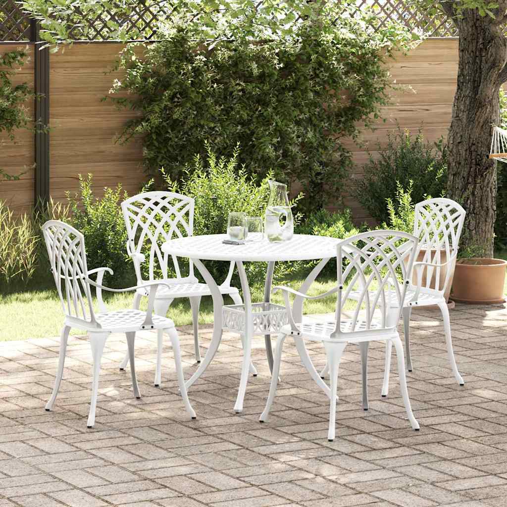 Garden Dining Set 5 pcs White Aluminium