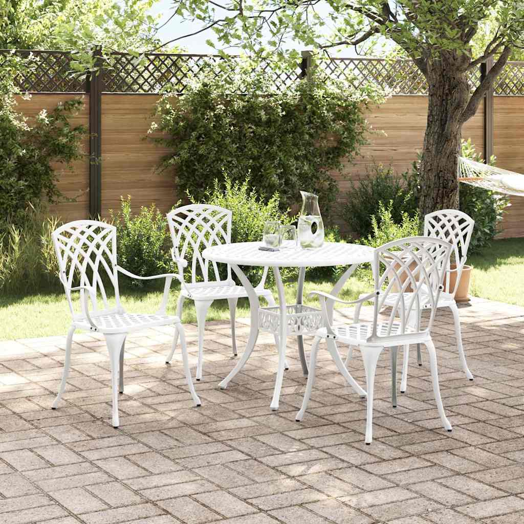 Garden Dining Set 5 pcs White Aluminium