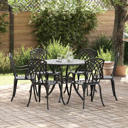 Garden Dining Set 7 pcs Black Aluminium