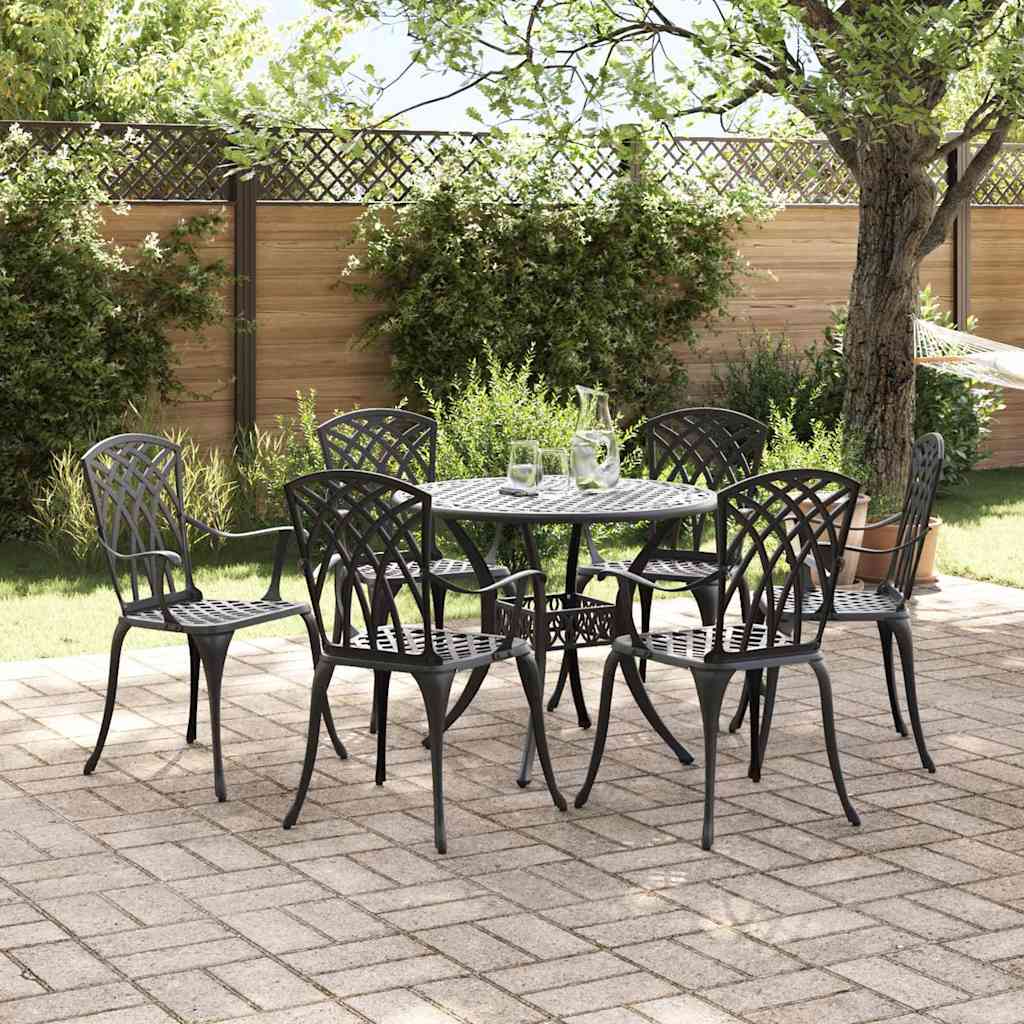 Garden Dining Set 7 pcs Black Aluminium