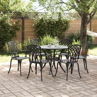 Garden Dining Set 7 pcs Black Aluminium