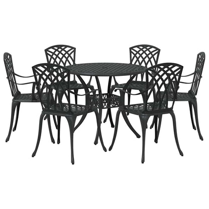 Garden Dining Set 7 pcs Black Aluminium