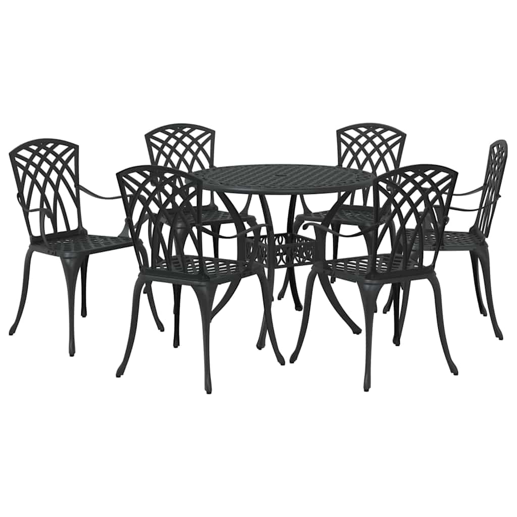 Garden Dining Set 7 pcs Black Aluminium