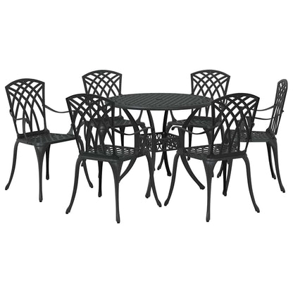 Garden Dining Set 7 pcs Black Aluminium