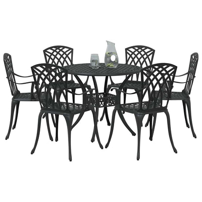 Garden Dining Set 7 pcs Black Aluminium