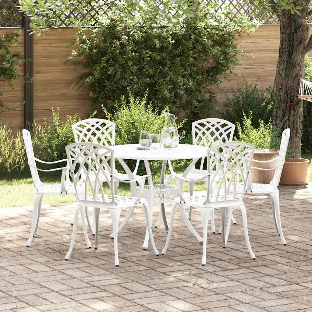 Garden Dining Set 7 pcs White Aluminium