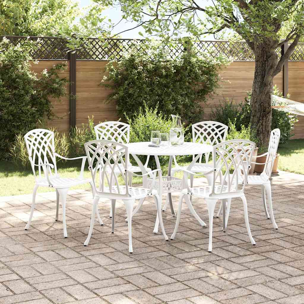 Garden Dining Set 7 pcs White Aluminium