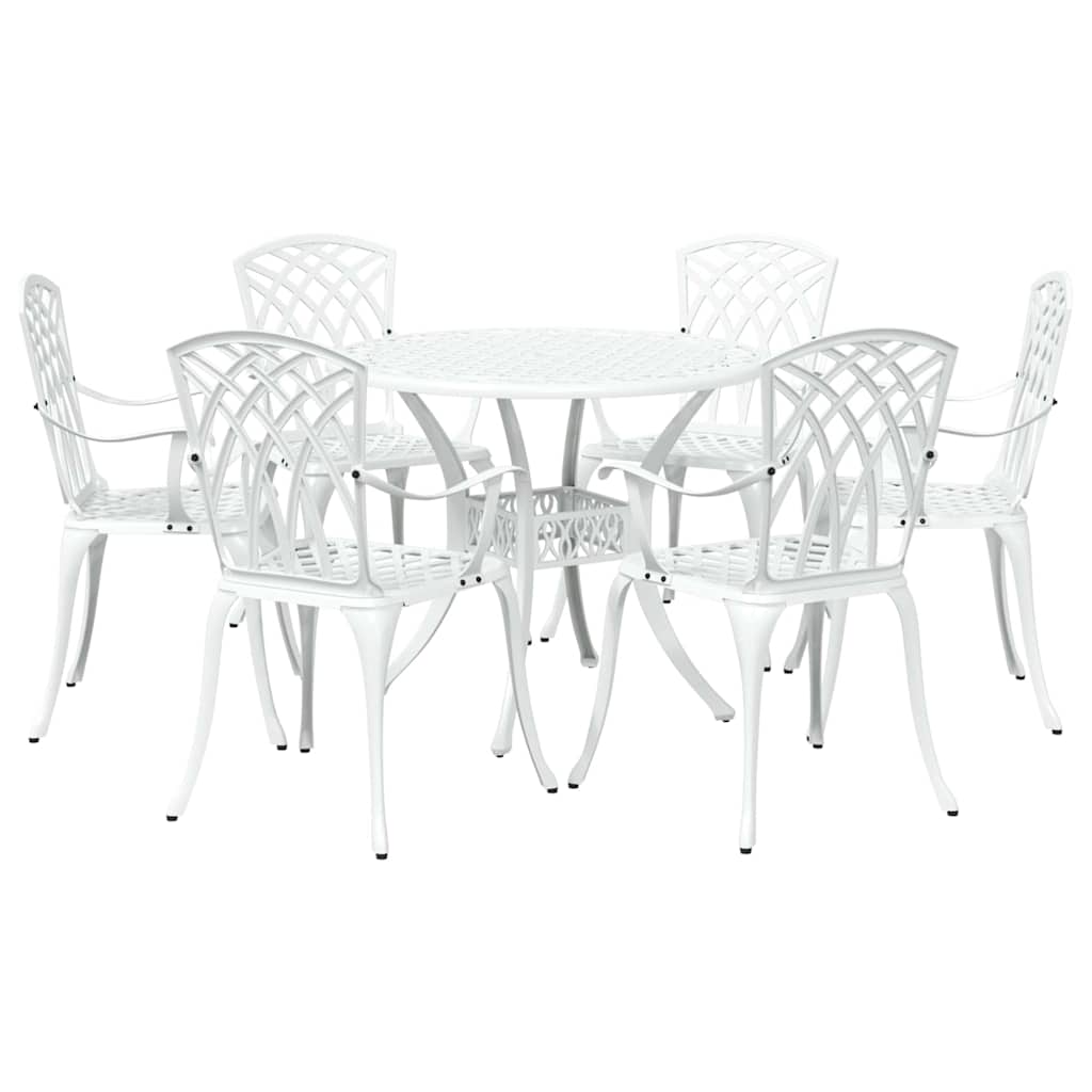 Garden Dining Set 7 pcs White Aluminium