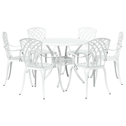 Garden Dining Set 7 pcs White Aluminium