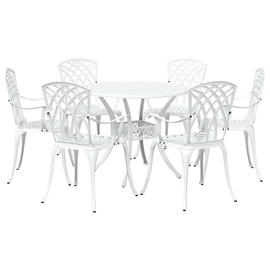 Garden Dining Set 7 pcs White Aluminium
