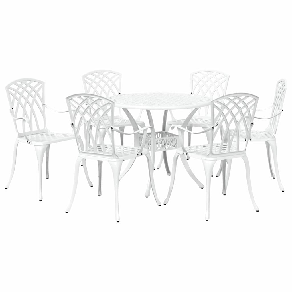 Garden Dining Set 7 pcs White Aluminium