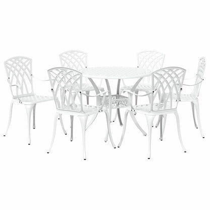 Garden Dining Set 7 pcs White Aluminium