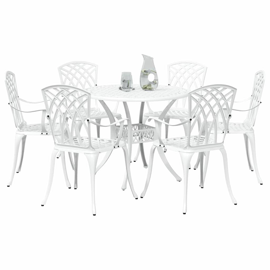 Garden Dining Set 7 pcs White Aluminium