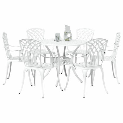 Garden Dining Set 7 pcs White Aluminium