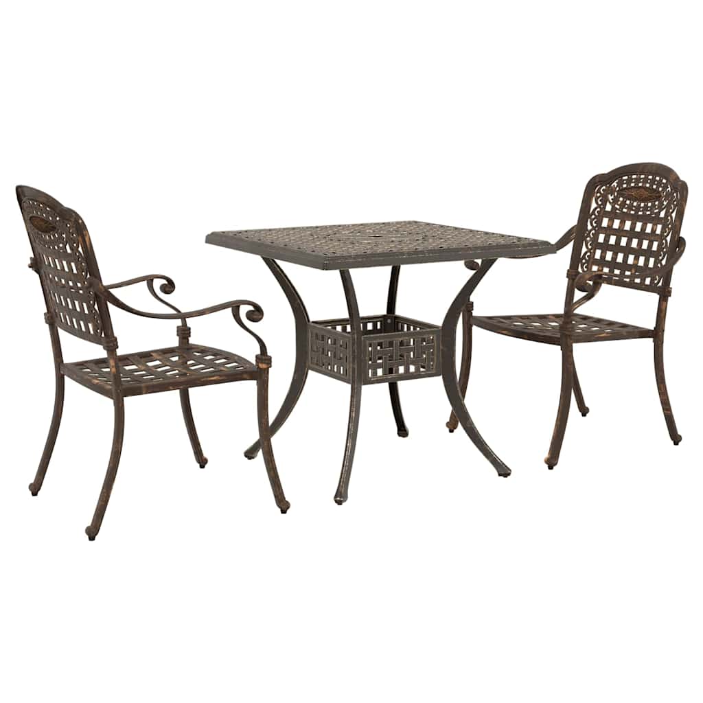 Garden Table Set 3 pcs Bronze Cast Aluminium