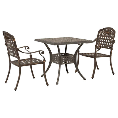 Garden Table Set 3 pcs Bronze Cast Aluminium
