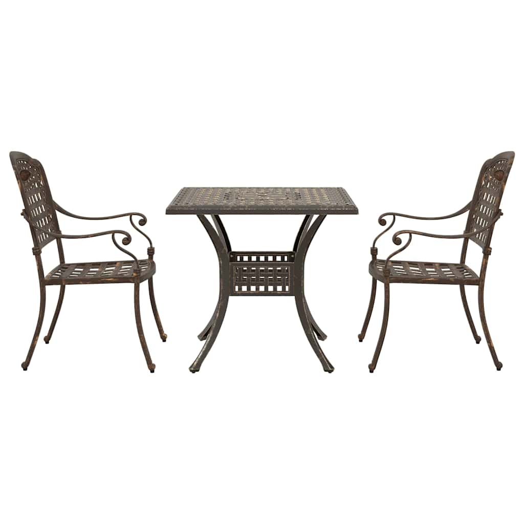 Garden Table Set 3 pcs Bronze Cast Aluminium