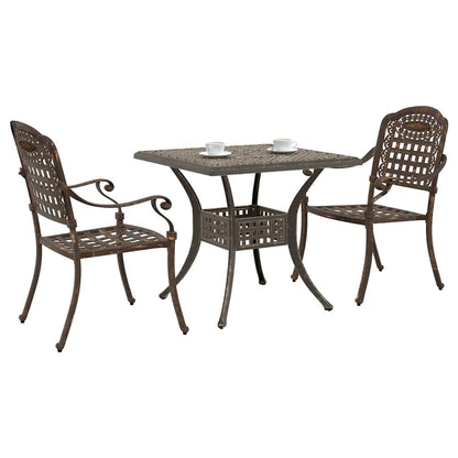 Garden Table Set 3 pcs Bronze Cast Aluminium