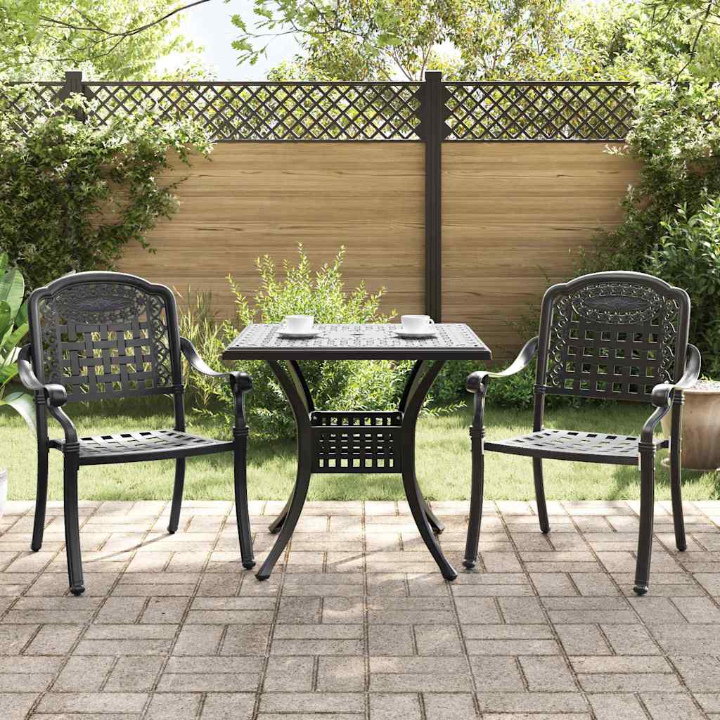 Garden Table Set 3 pcs Black Cast Aluminium