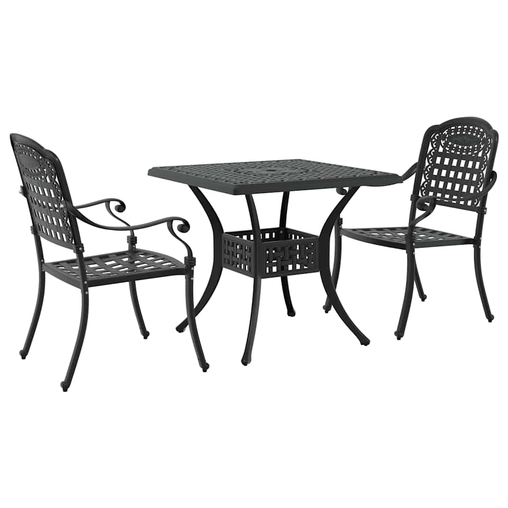 Garden Table Set 3 pcs Black Cast Aluminium