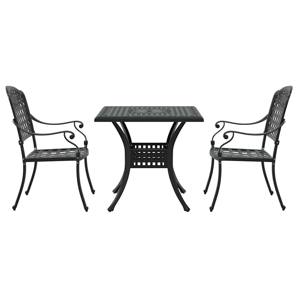 Garden Table Set 3 pcs Black Cast Aluminium