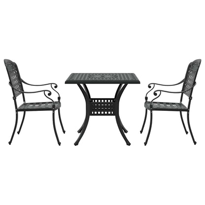 Garden Table Set 3 pcs Black Cast Aluminium