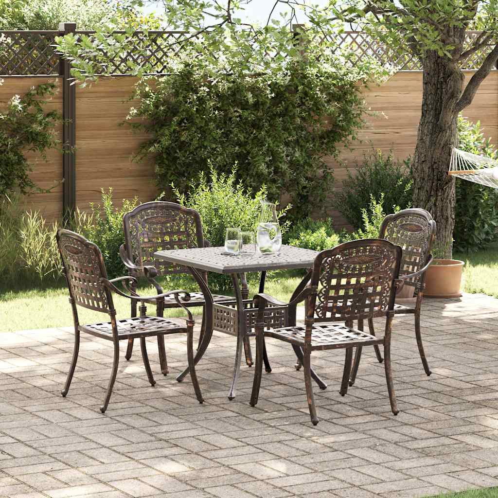 Garden Table Set 5 pcs Bronze Cast Aluminium
