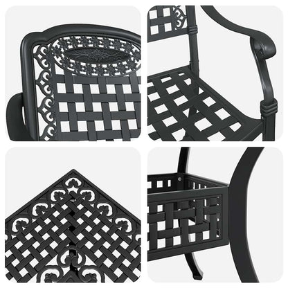 Garden Table Set 5 pcs Black Cast Aluminium