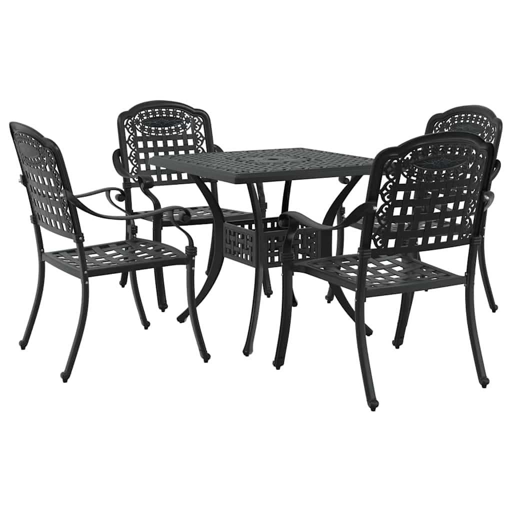 Garden Table Set 5 pcs Black Cast Aluminium