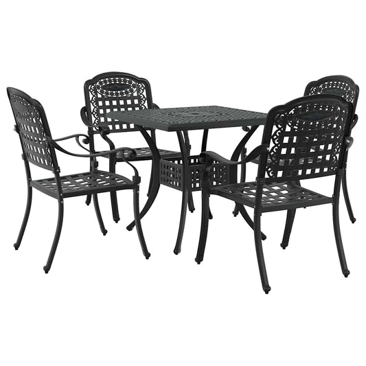 Garden Table Set 5 pcs Black Cast Aluminium