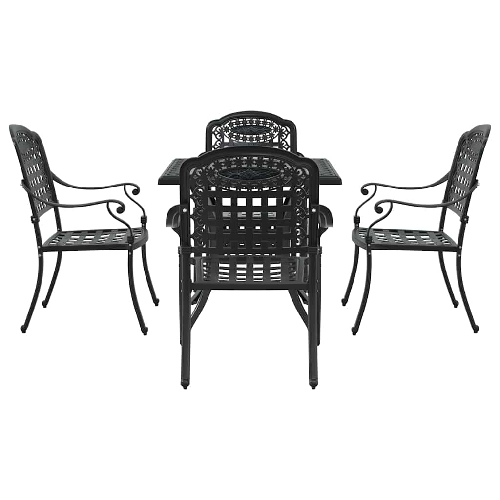 Garden Table Set 5 pcs Black Cast Aluminium