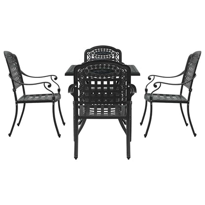 Garden Table Set 5 pcs Black Cast Aluminium