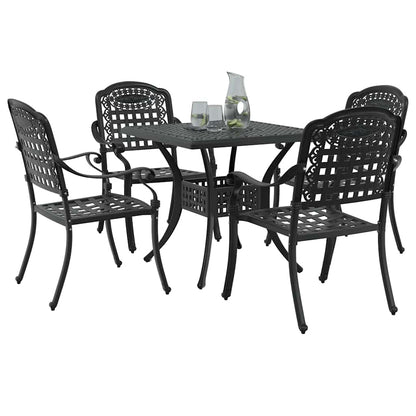 Garden Table Set 5 pcs Black Cast Aluminium
