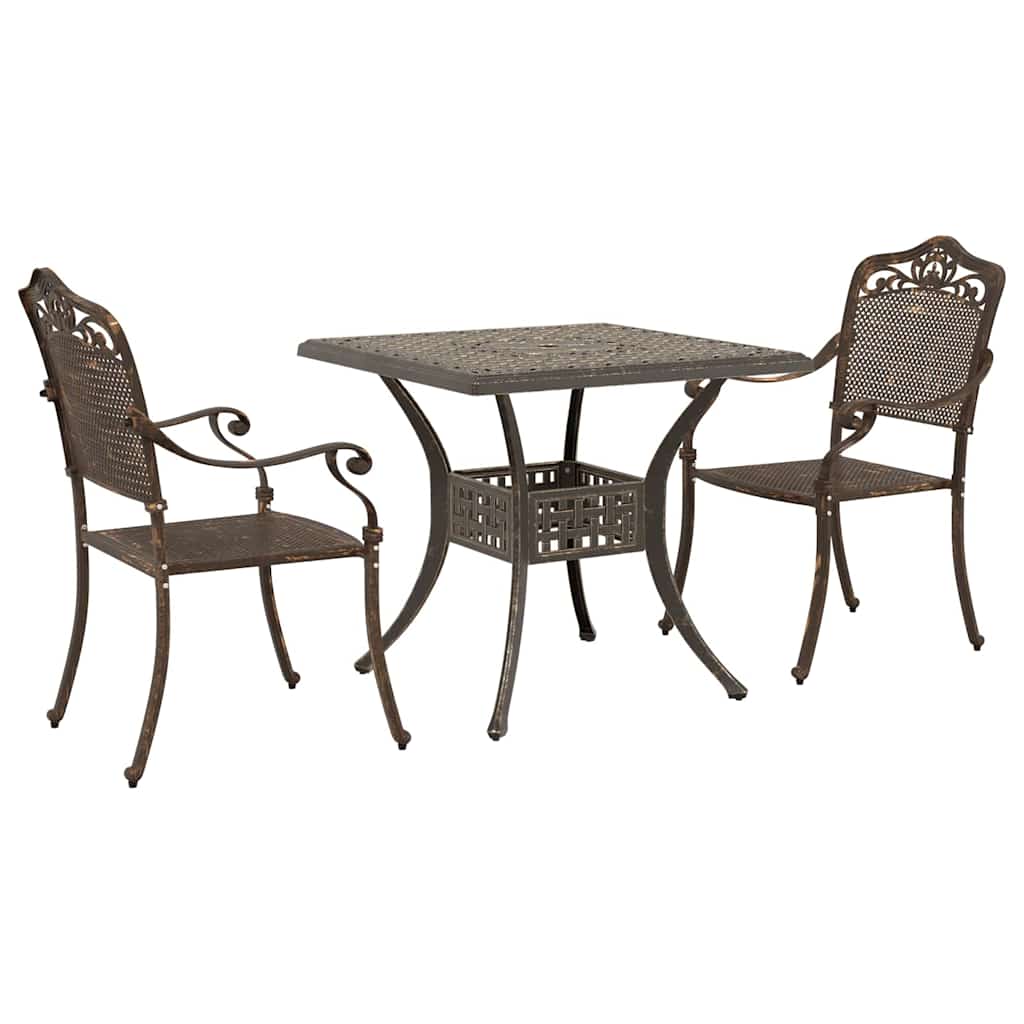 Garden Table Set 3 pcs Bronze Cast Aluminium