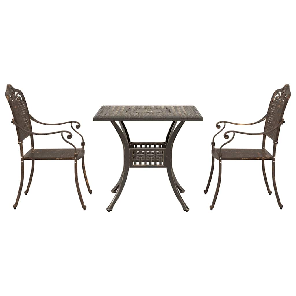 Garden Table Set 3 pcs Bronze Cast Aluminium