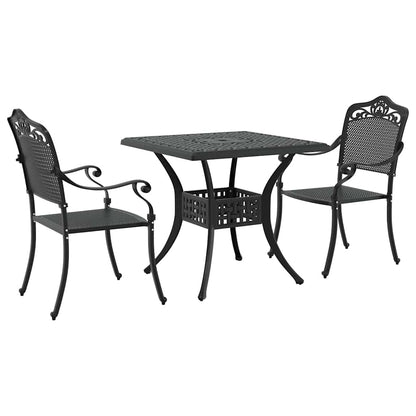 Garden Table Set 3 pcs Black Cast Aluminium