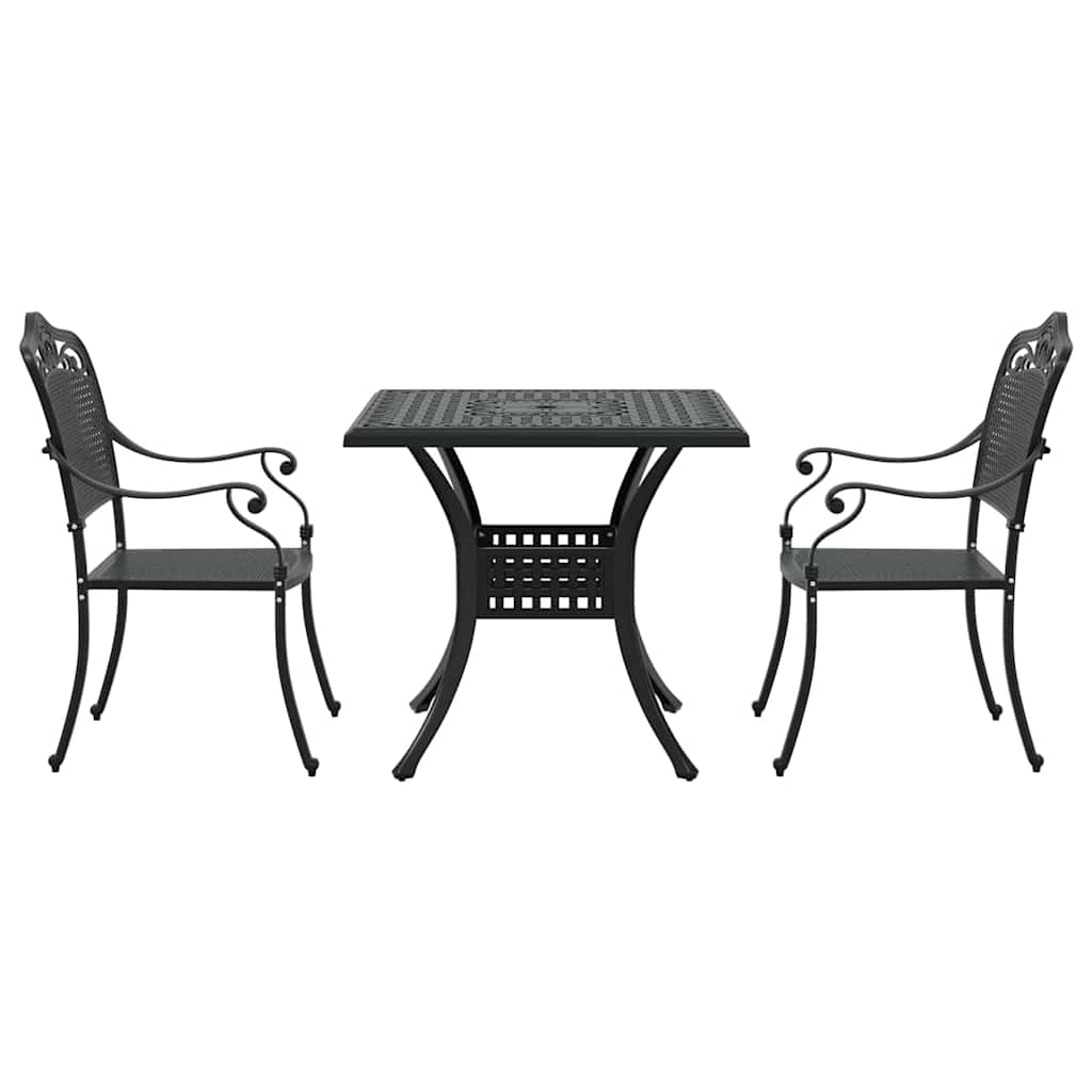 Garden Table Set 3 pcs Black Cast Aluminium