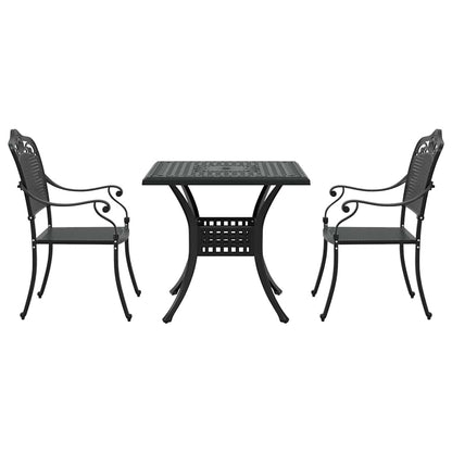 Garden Table Set 3 pcs Black Cast Aluminium