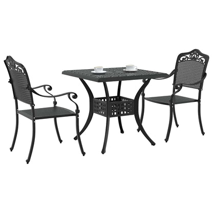 Garden Table Set 3 pcs Black Cast Aluminium