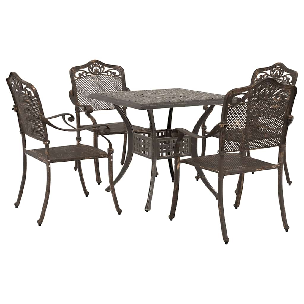 Garden Table Set 5 pcs Bronze Cast Aluminium