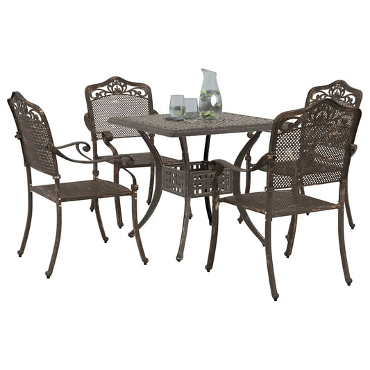 Garden Table Set 5 pcs Bronze Cast Aluminium