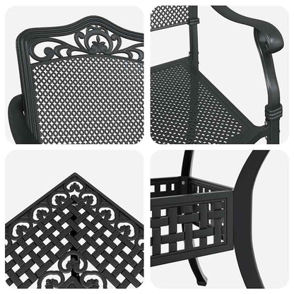 Garden Table Set 5 pcs Black Cast Aluminium