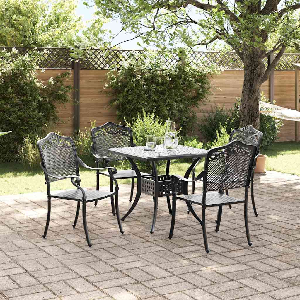 Garden Table Set 5 pcs Black Cast Aluminium