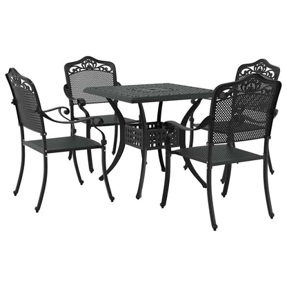 Garden Table Set 5 pcs Black Cast Aluminium