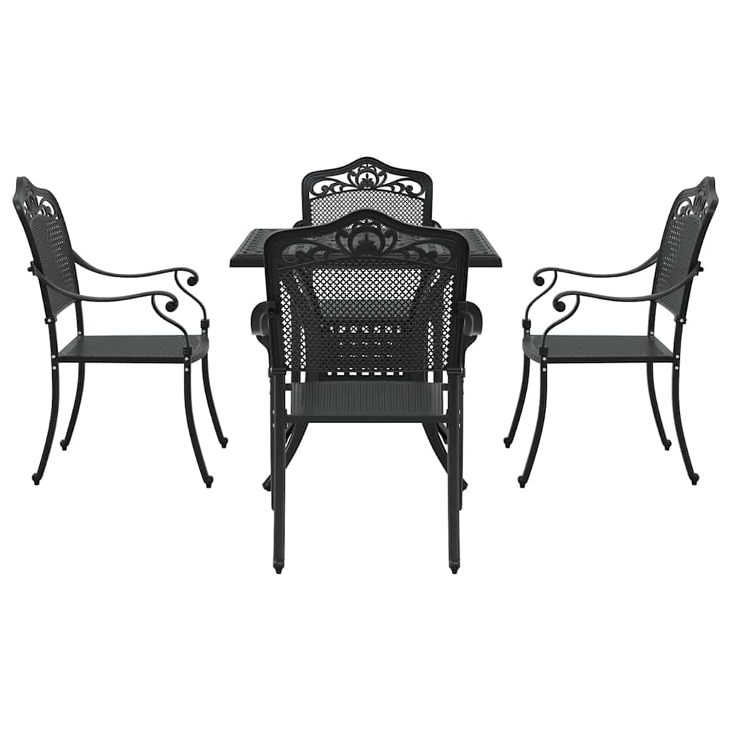 Garden Table Set 5 pcs Black Cast Aluminium